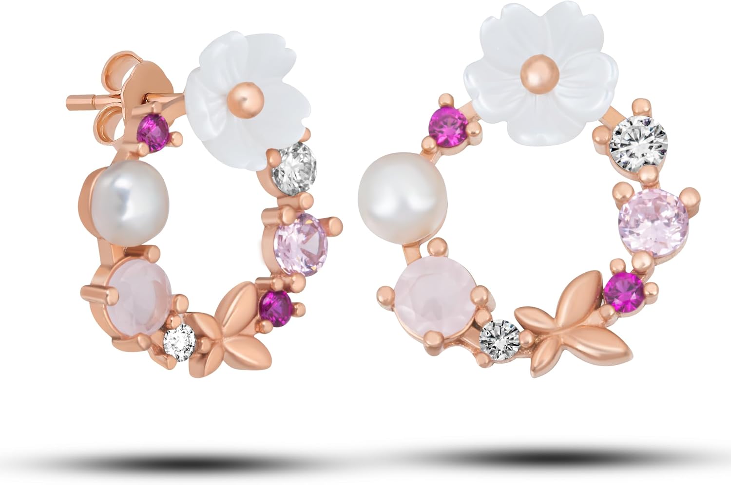 925 Ayar Gümüş Manolya Çiçeği Model Bahar Çiçeği Küpe