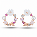 925 Ayar Gümüş Manolya Çiçeği Model Bahar Çiçeği Küpe