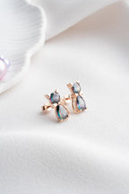 925 Ayar Mistik Topaz Taşlı Kedi Kadın Gümüş Küpe