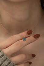 925 Ayar Turkuaz Minik Deniz Yıldızı Kolye Kadın Gümüş Kolye