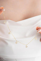 925 Ayar Gümüş Gold Zirkon Taşlı Şans Kelebek Kolye