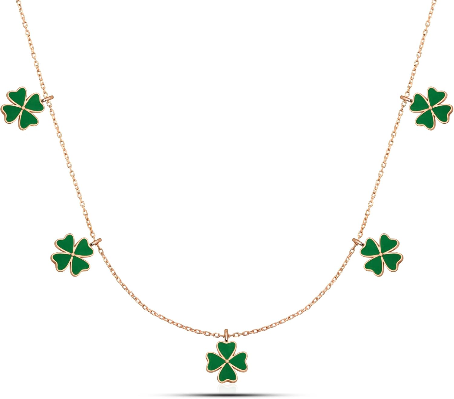 925 Ayar Yeşil Yonca Şans Kolye Kadın Gümüş Kolye