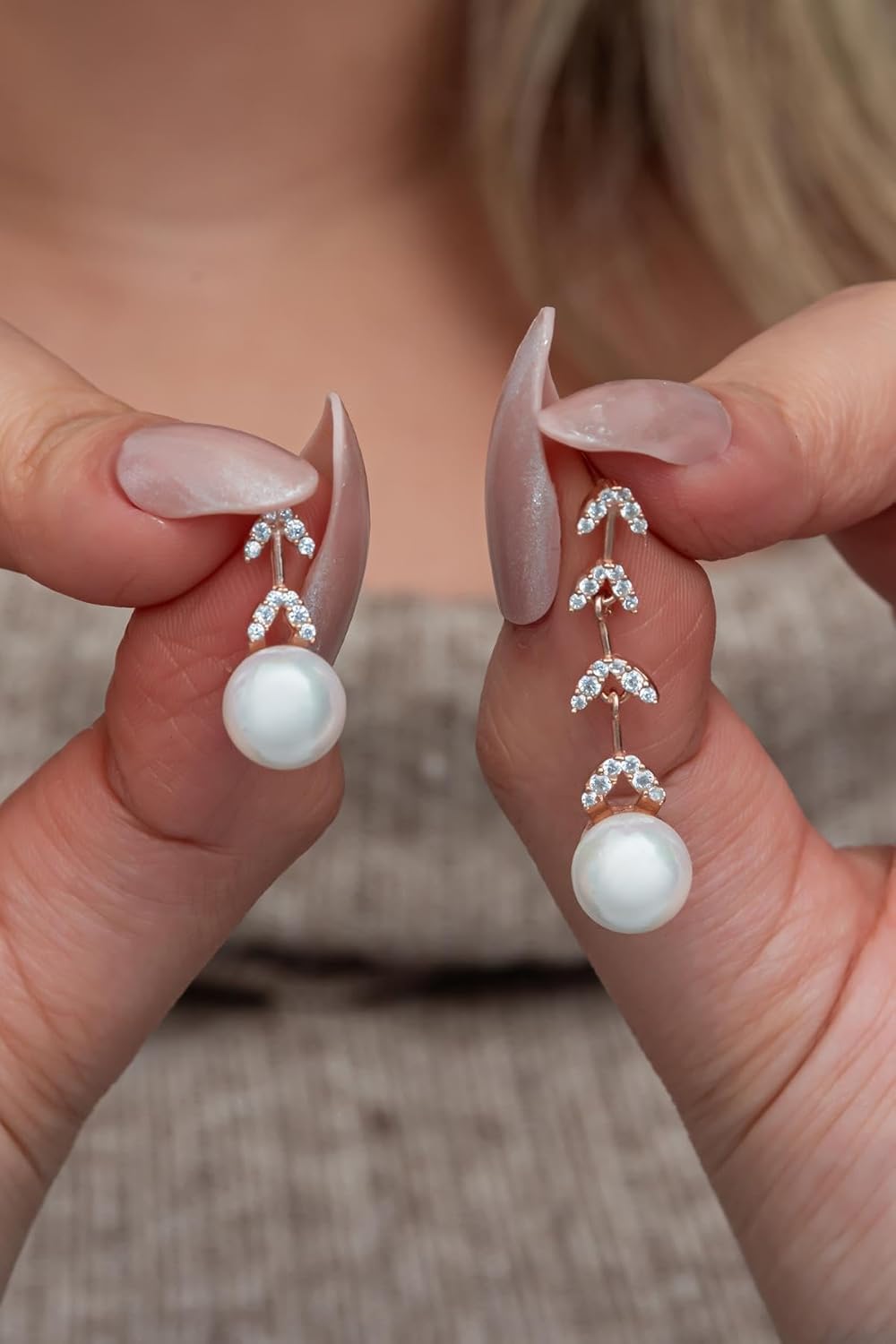 925 Ayar Trend İnci Küpe Kadın Gümüş Küpe