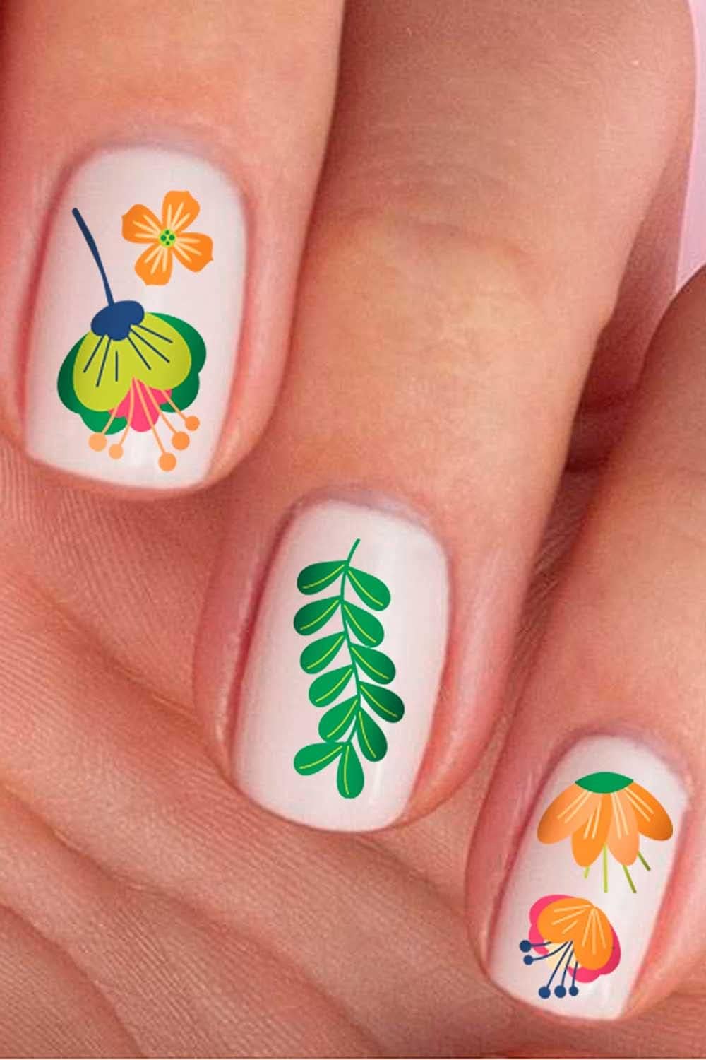 Bahar Çiçekleri Tırnak Dövmesi, Tırnak Tattoo, Nail Art, Tırnak Sticker