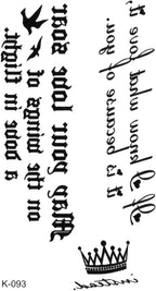 Yazı Kral Tacı Geçici Dövme Writing Tattoo