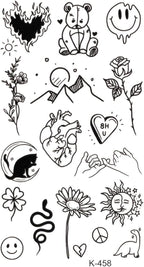 Karışık Minimal Geçici Dövme El Parmak Yüz Dövmesi