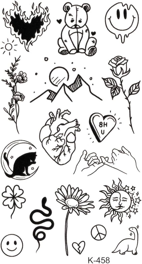 Karışık Minimal Geçici Dövme El Parmak Yüz Dövmesi