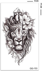 Aslan Dövmesi, Kral Tacı Geçici Dövme, Unisex Aslan Tattoo