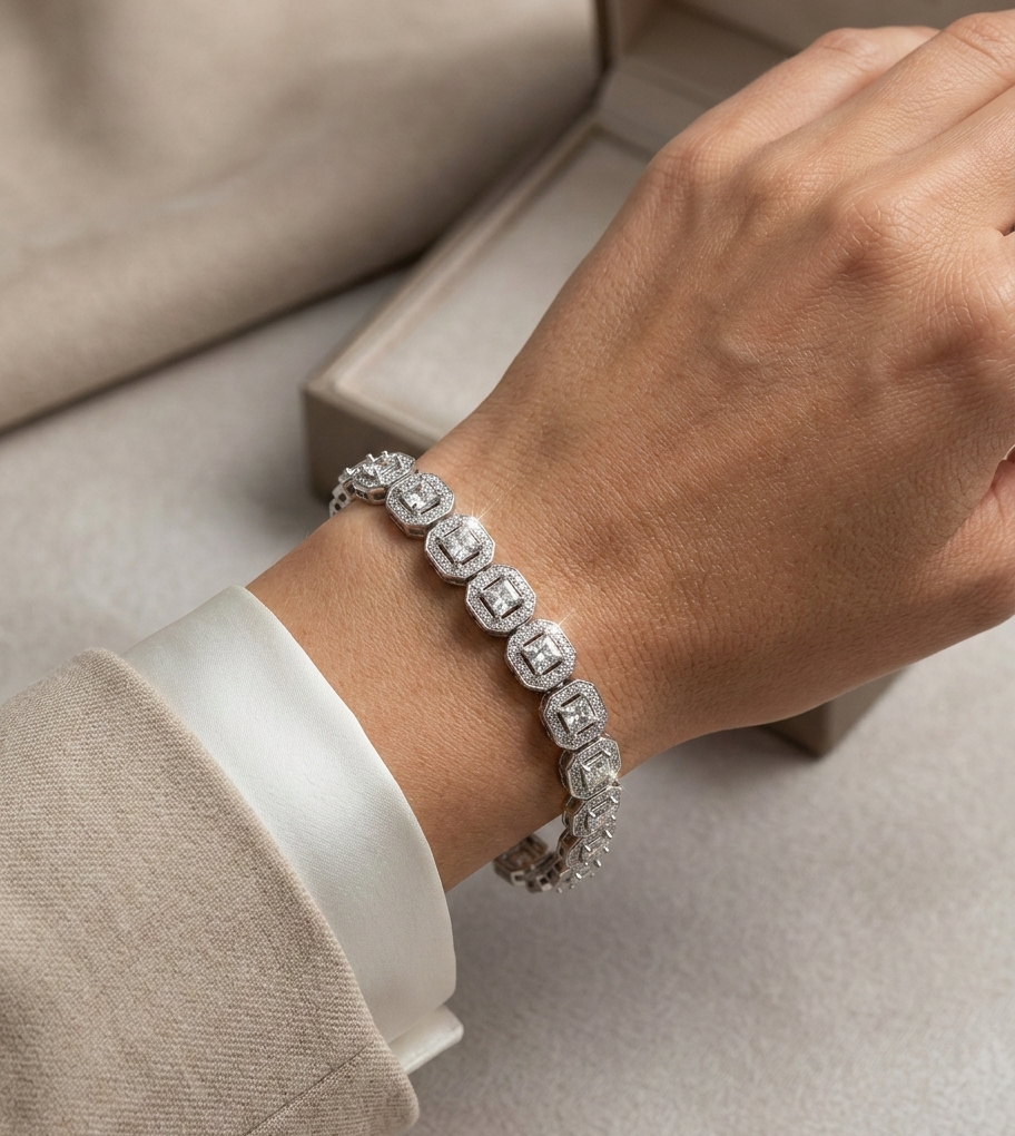 Mıhlama İşçilik Full Zirkon Taşlı Bileklik