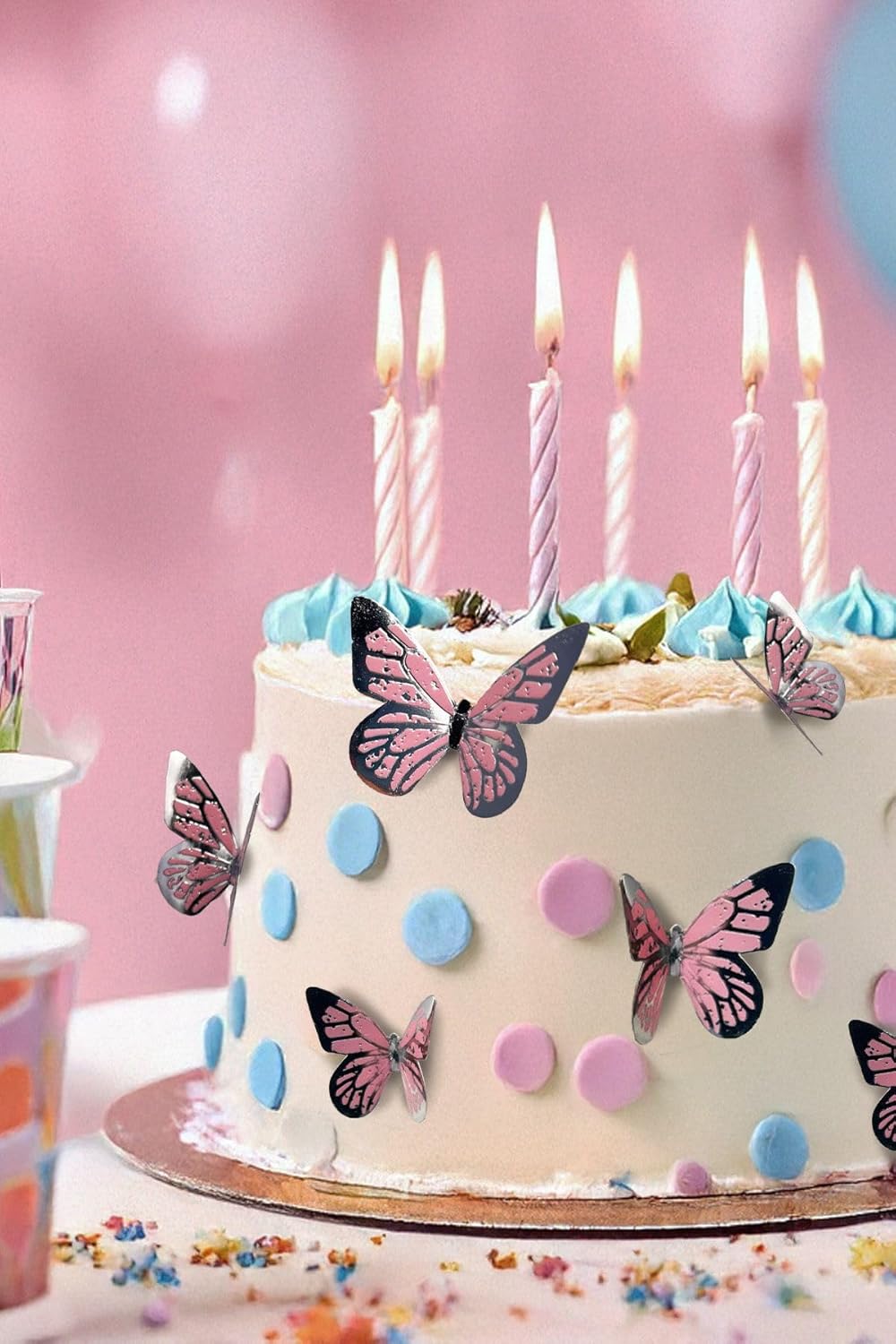 Gümüş Yaldızlı Kelebek Parti Süsü, Dekorasyon Ve Balon Süsleme 48 Adet,PM-999