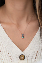 925 Ayar Mistik Topaz Taşlı Kedi Kolye Kadın Gümüş Kolye