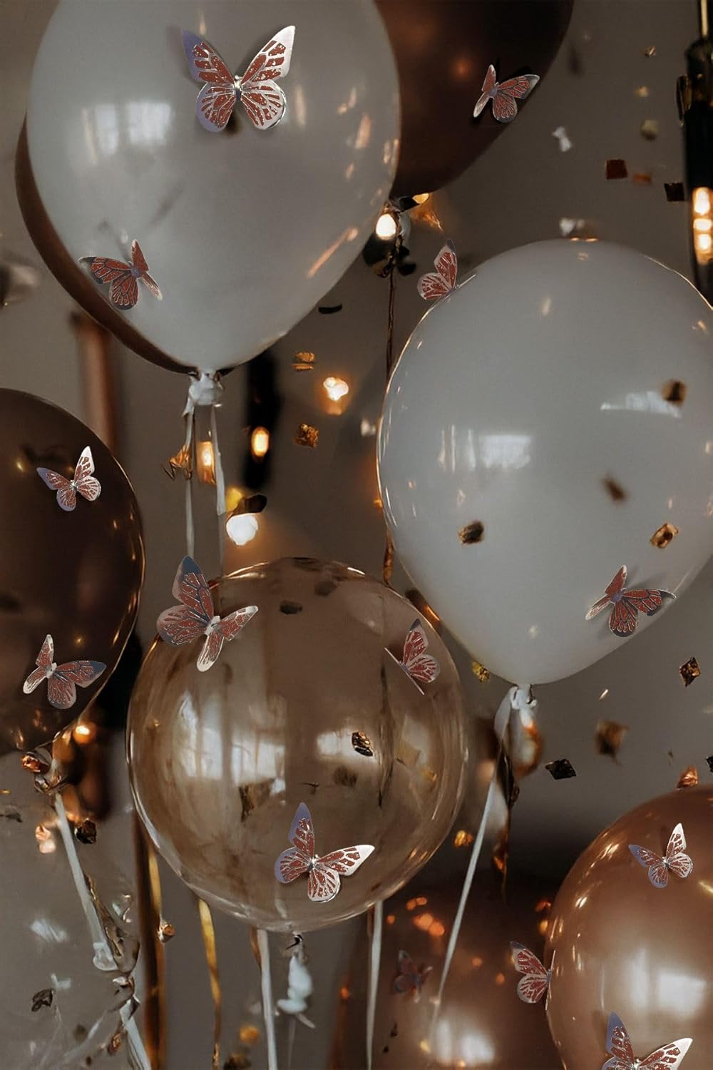 Gümüş Yaldızlı Kelebek Parti Süsü, Dekorasyon Ve Balon Süsleme 48 Adet,PM-997