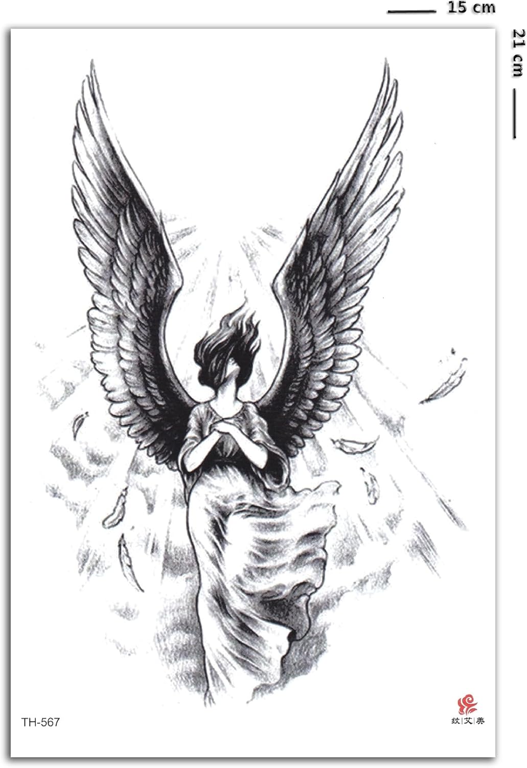 Gerçek Dövme Görünümlü Unisex Melek Dövmesi, Tattoo, Üniseks Dövme, Kol Dövmesi, Omuz Dövmesi