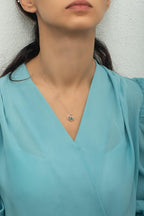 925 Ayar Gümüş Mistik Topaz Taşlı Ay Üstünde Kedi Kolye