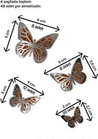 Gümüş Yaldızlı Kelebek Parti Süsü, Dekorasyon Ve Balon Süsleme 48 Adet,PM-997