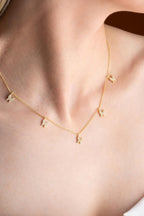 925 Ayar Gümüş Gold Zirkon Taşlı Şans Kelebek Kolye