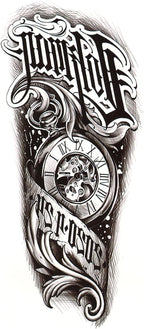 Saat Figürlü Geçici Dövme, Tattoo, Erkek Geçici Dövme, Kol Dövmesi