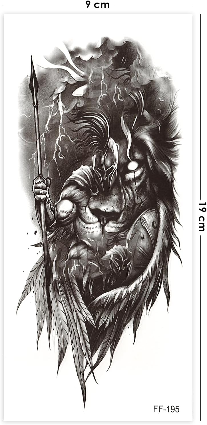 Gladyatör Dövmesi, Aslan Dövmesi, Savaşçı Dövmesi, Geçici Dövme Tattoo, Erkek Geçici Dövme, Kol ve Vücut Dövmesi