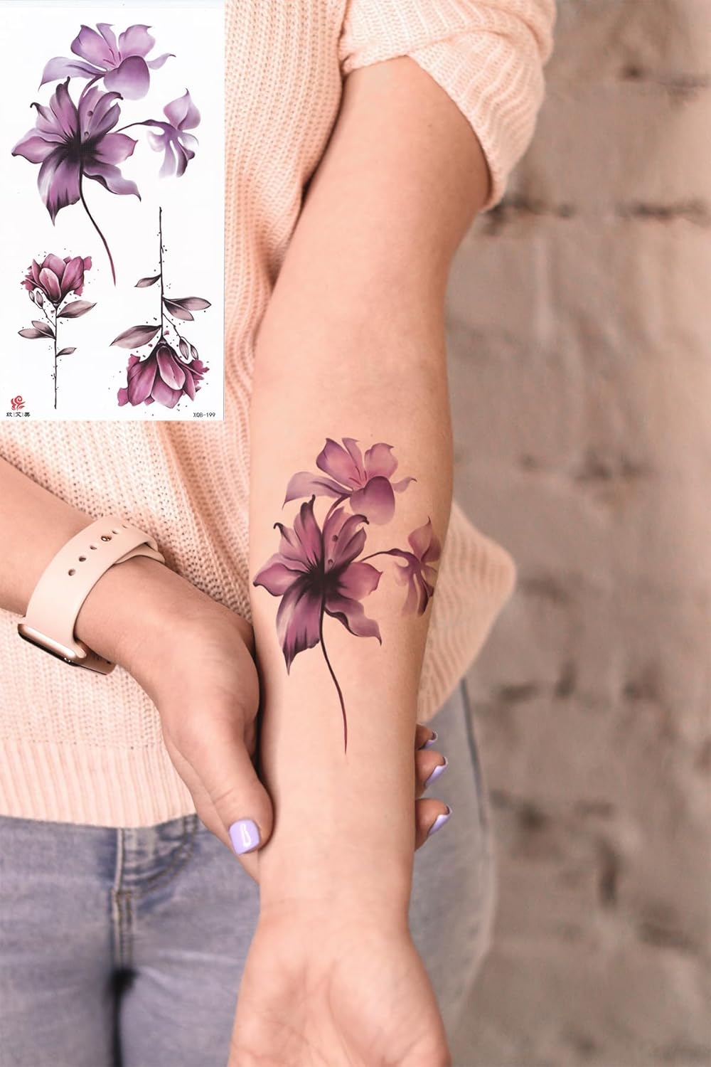 Çiçek Dövmesi, Kadın Geçici Dövme, Kadınlar için Kol, Bacak, Vücut Dövmesi
