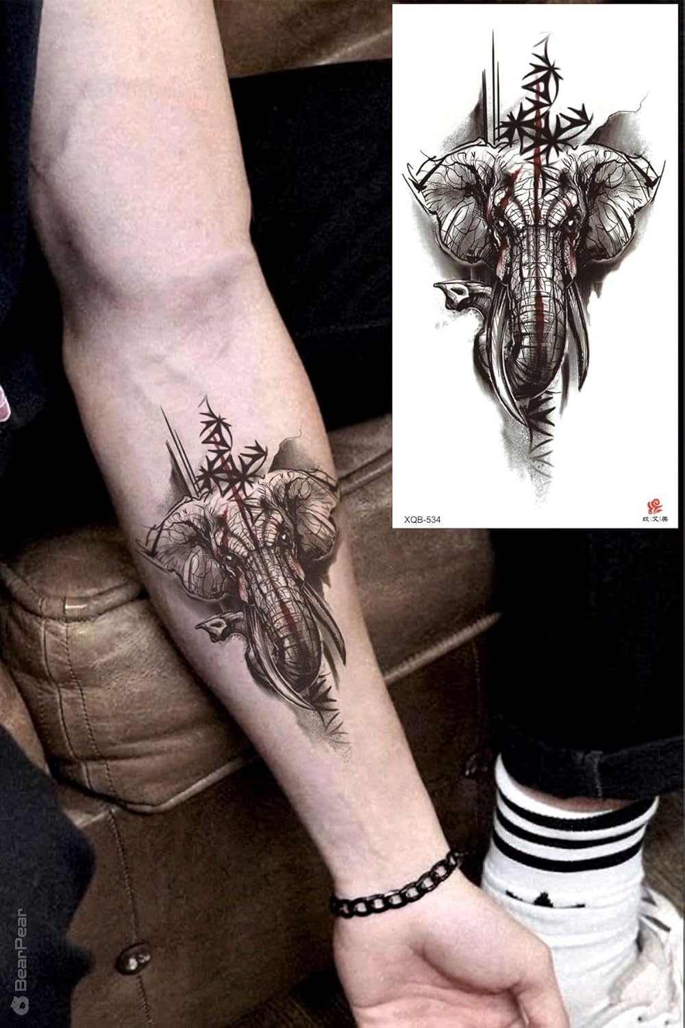 Elephant Savaş Fili Geçici Dövme