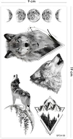 BearPear Purnama Kurt ve Ayın Evreleri Unisex Geçici Dövme