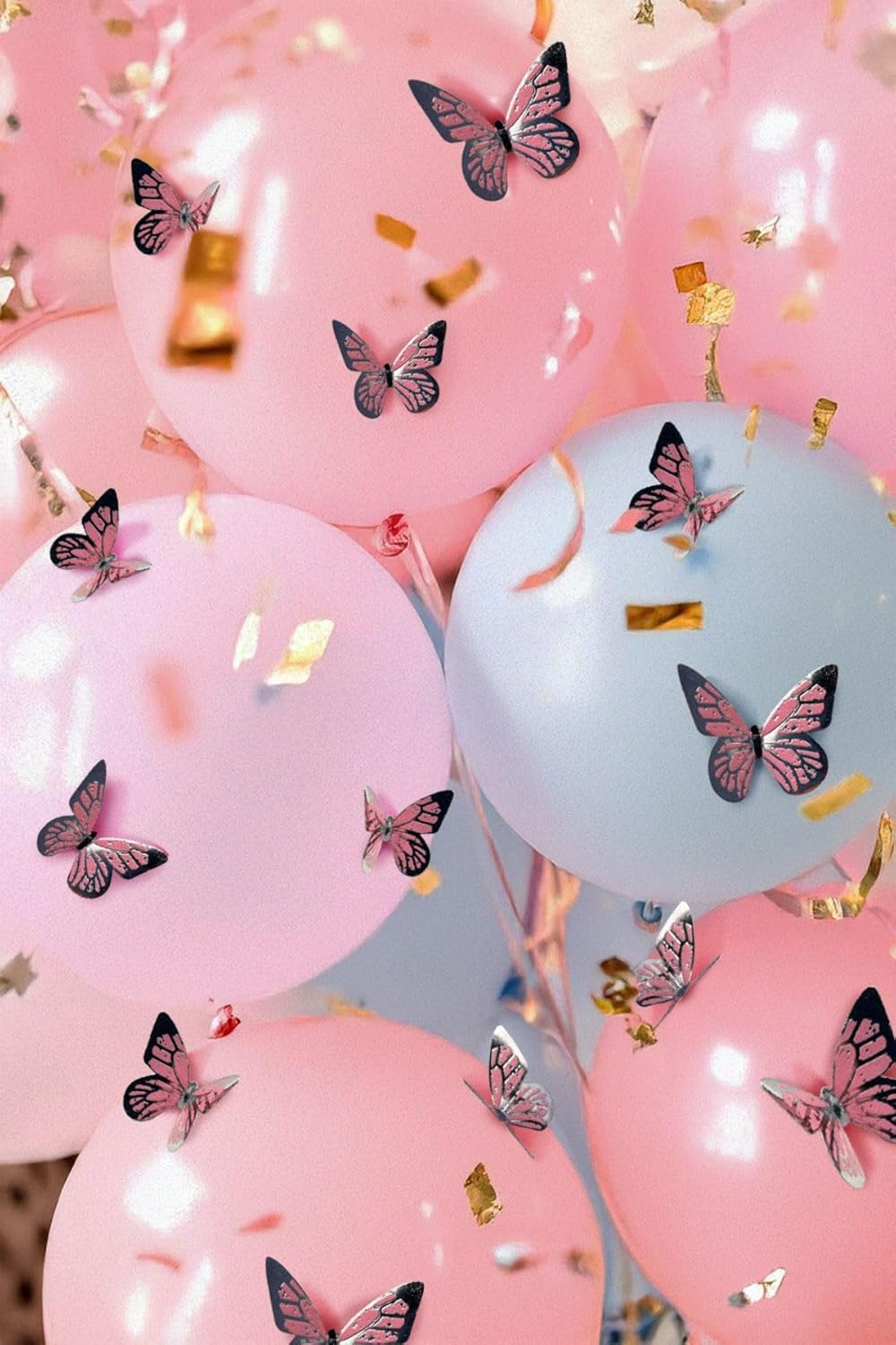 Gümüş Yaldızlı Kelebek Parti Süsü, Dekorasyon Ve Balon Süsleme 48 Adet,PM-999