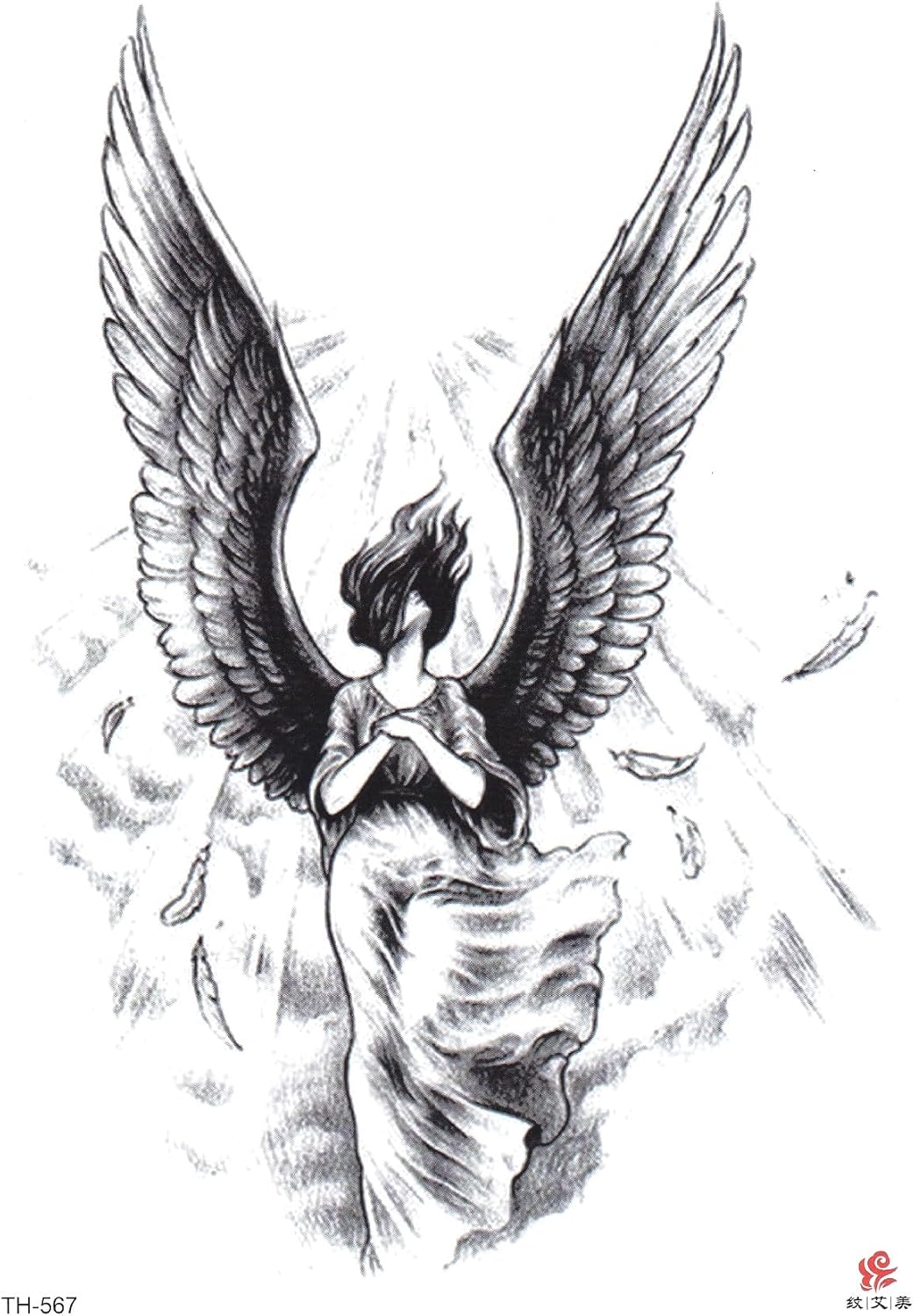 Gerçek Dövme Görünümlü Unisex Melek Dövmesi, Tattoo, Üniseks Dövme, Kol Dövmesi, Omuz Dövmesi