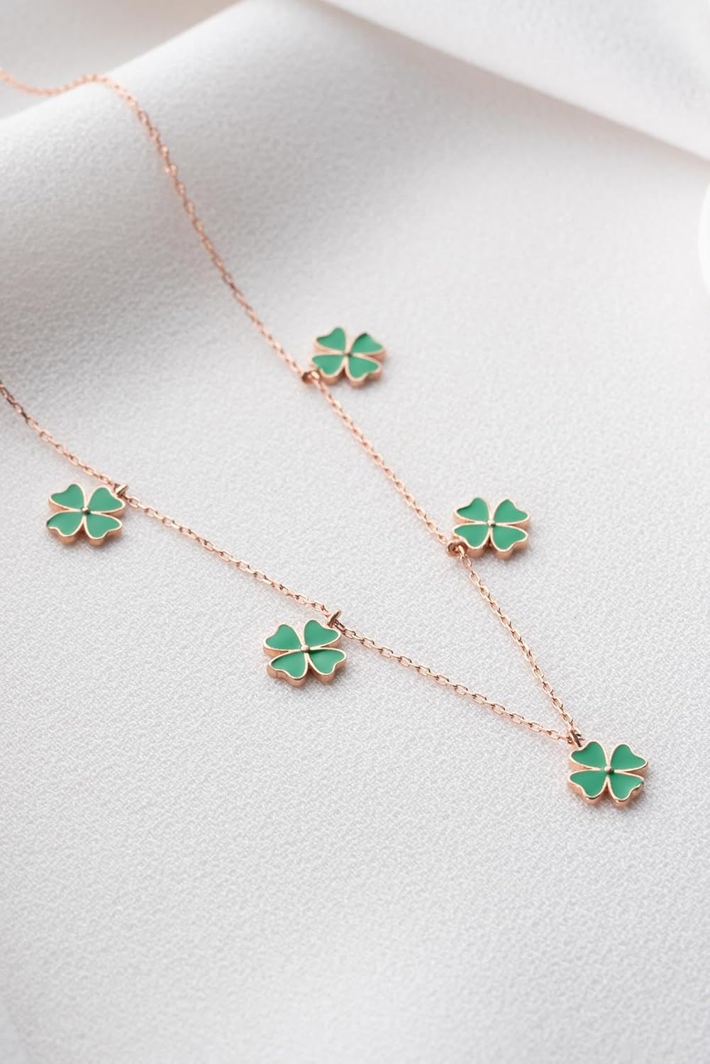 925 Ayar Yeşil Yonca Şans Kolye Kadın Gümüş Kolye