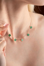 925 Ayar Yeşil Yonca Şans Kolye Kadın Gümüş Kolye