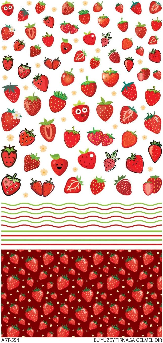 Mini Çilekler Tırnak Dövmesi, Tırnak Tattoo, Nail Art, Tırnak Sticker