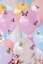 Gümüş Yaldızlı Soft Renkli Kelebek Parti Süsü, Dekorasyon Ve Balon Süsleme 48 Adet,PM-979