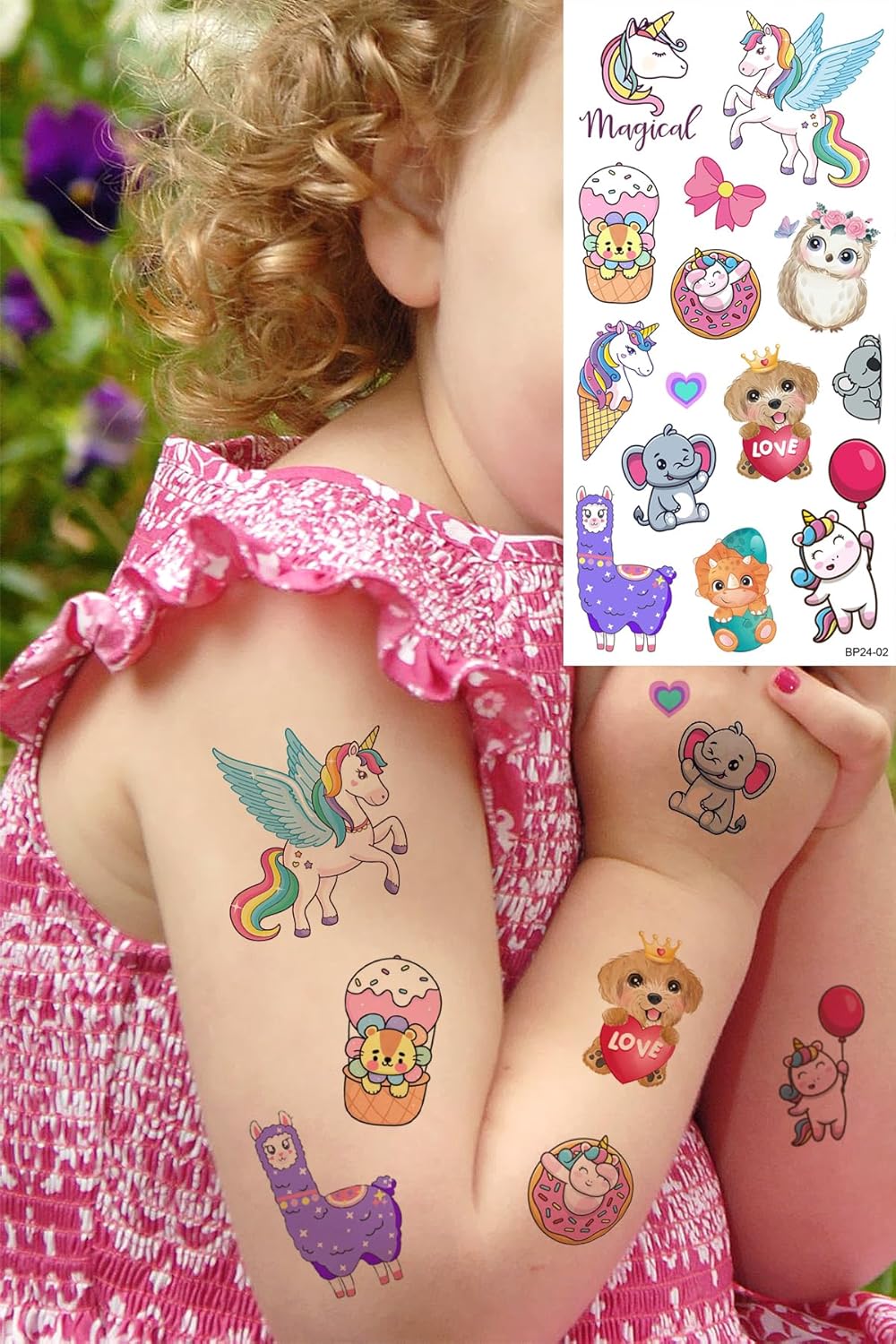 Rengarenk Sevimli Hayvanlar Geçici Dövme Kız Çocukları İçin