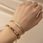 ✨ Paslanmaz Çelik 4 Mikron Altın Kaplama Zirkon Taşlı