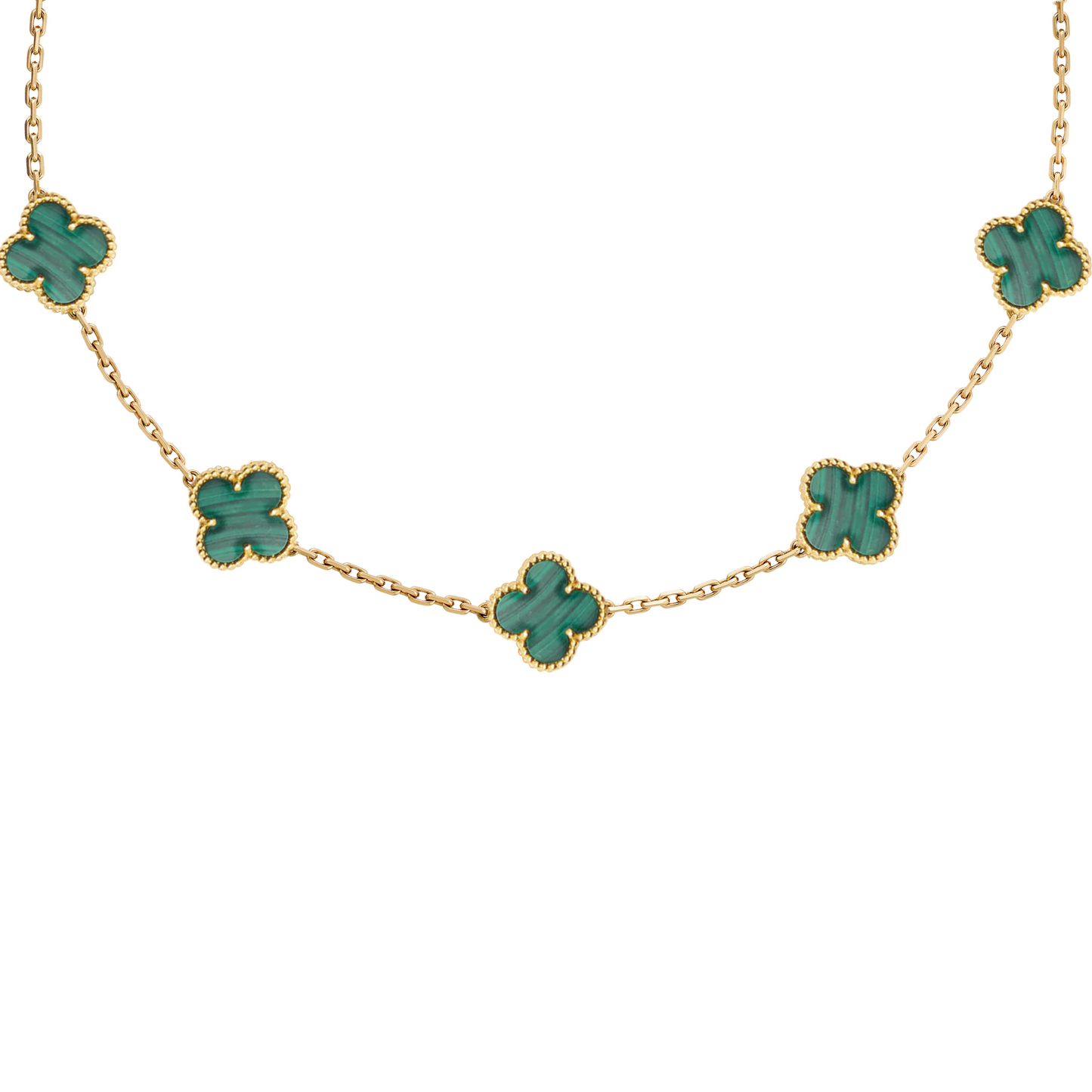 VAN CLEEF ALHAMBRA 3,LÜ SET KOLYE-BİLEKLİK -KÜPE ALTIN-YEŞİL-RENK