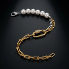 Two tone 14k Altın kaplama incili bileklik