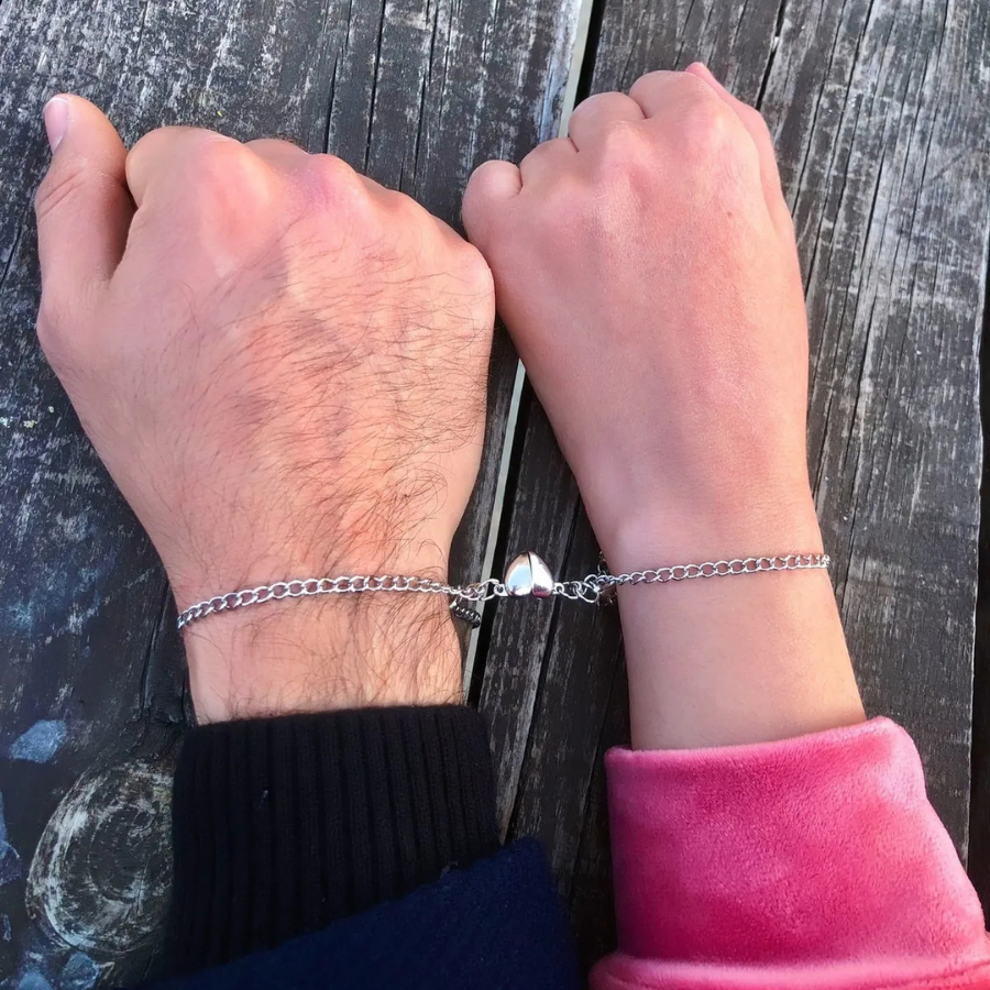 Mıknatıslı Kalp Çift Bileklik