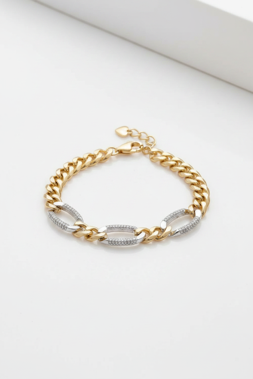 Two tone bileklik 14k Altın kaplama