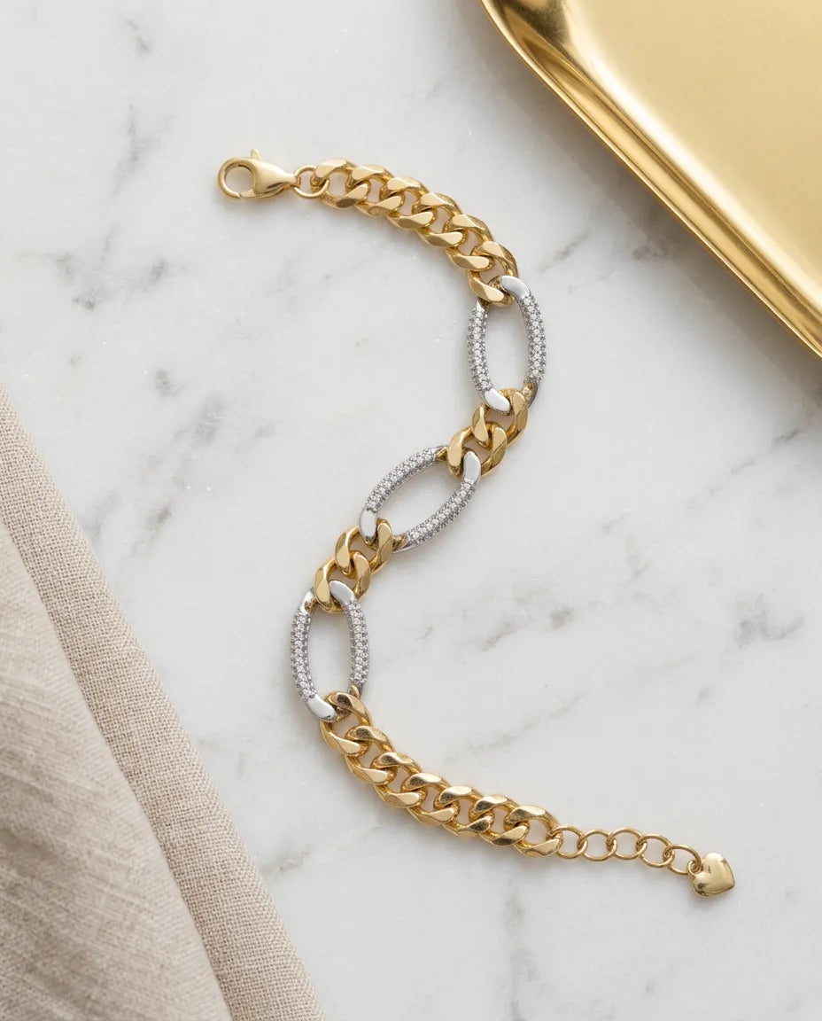 Two tone bileklik 14k Altın kaplama
