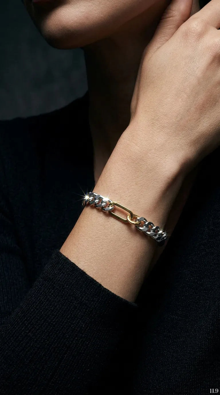 Two tone bileklik 14k Altın kaplama