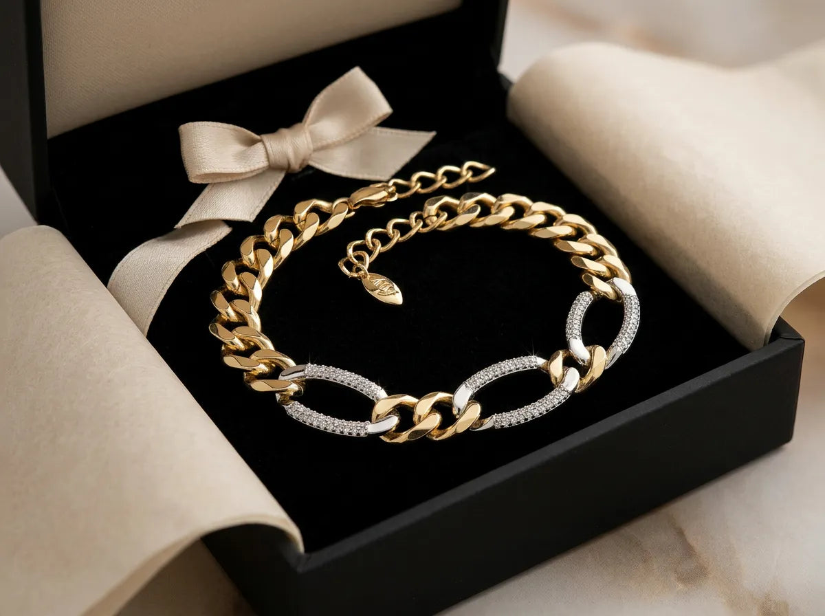 Two tone bileklik 14k Altın kaplama
