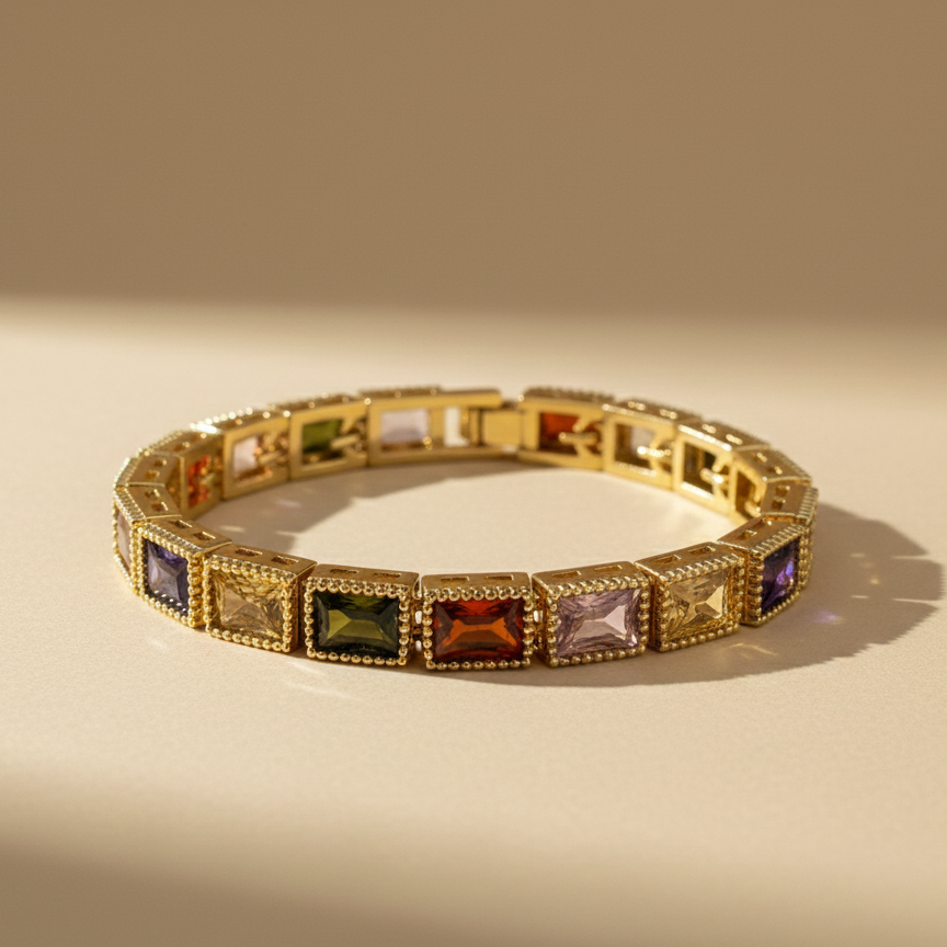 ✨ Paslanmaz Çelik 4 Mikron Altın Kaplama Zirkon Taşlı