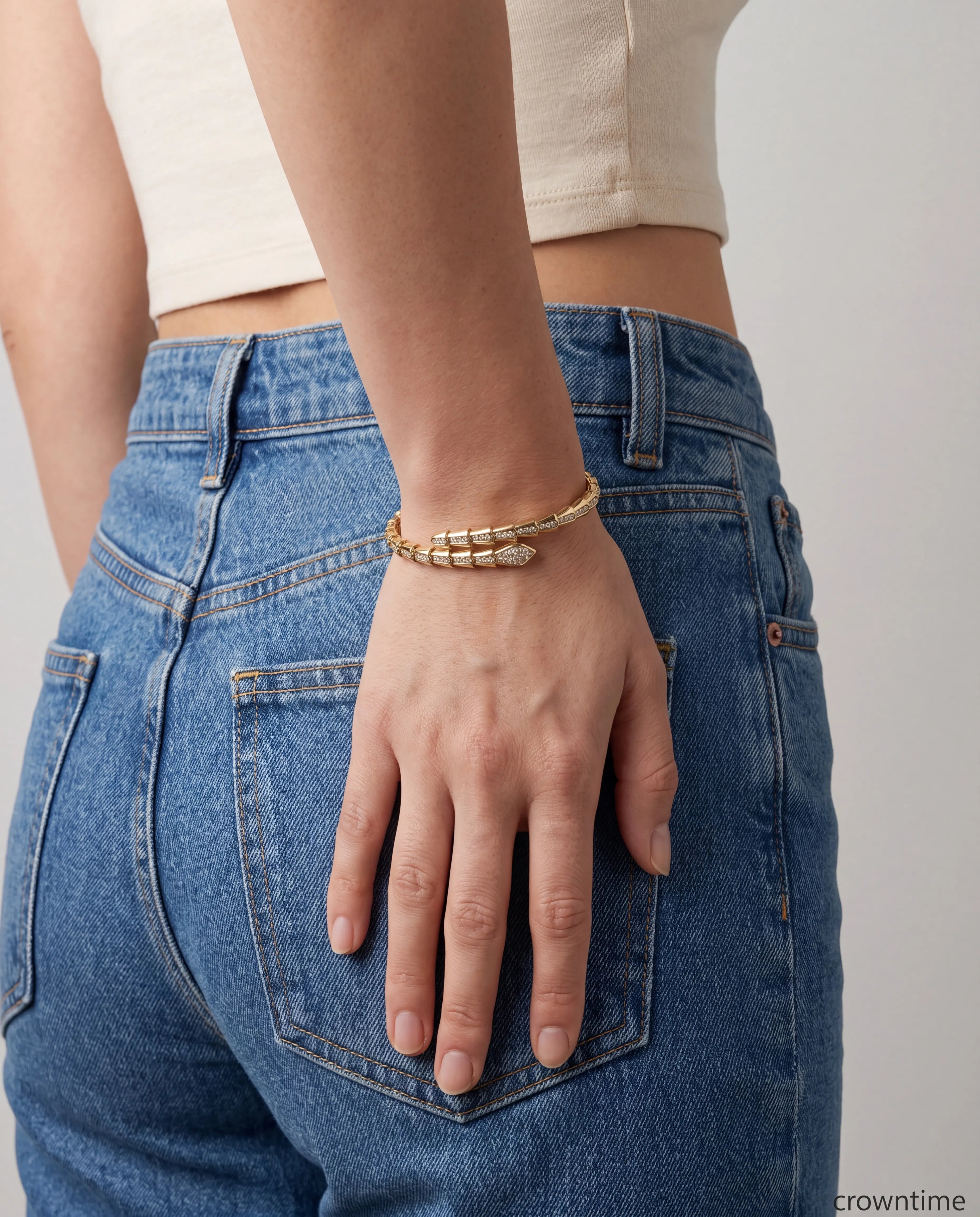 Snek 18k gold kaplama kelepçe