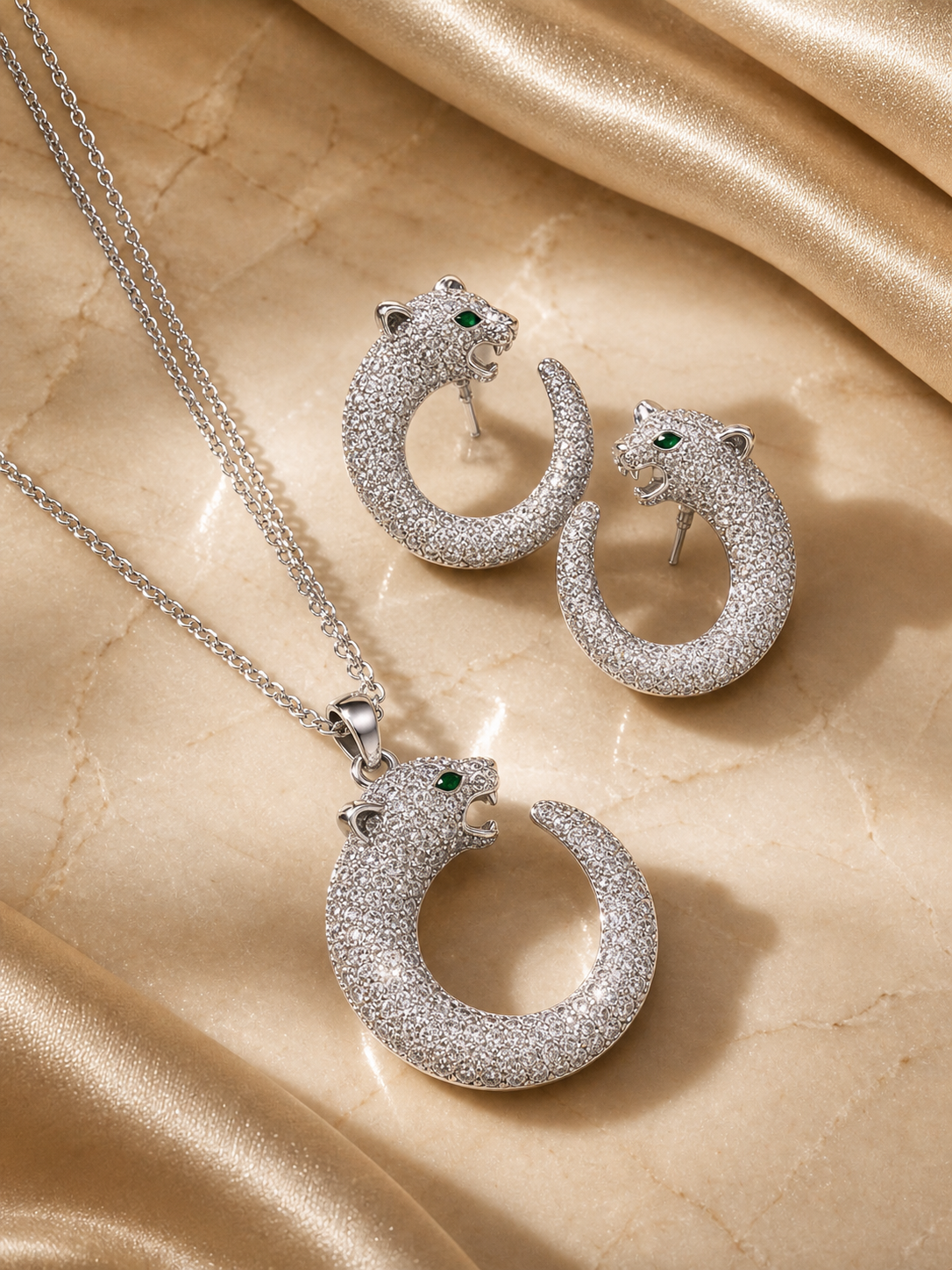 14k kaplama Panter Başlı set
