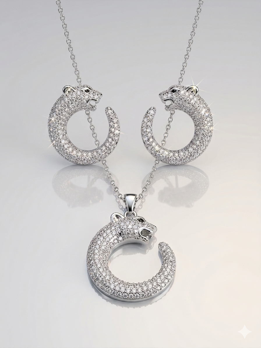 14k kaplama Panter Başlı set