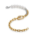 Two tone 14k Altın kaplama incili bileklik