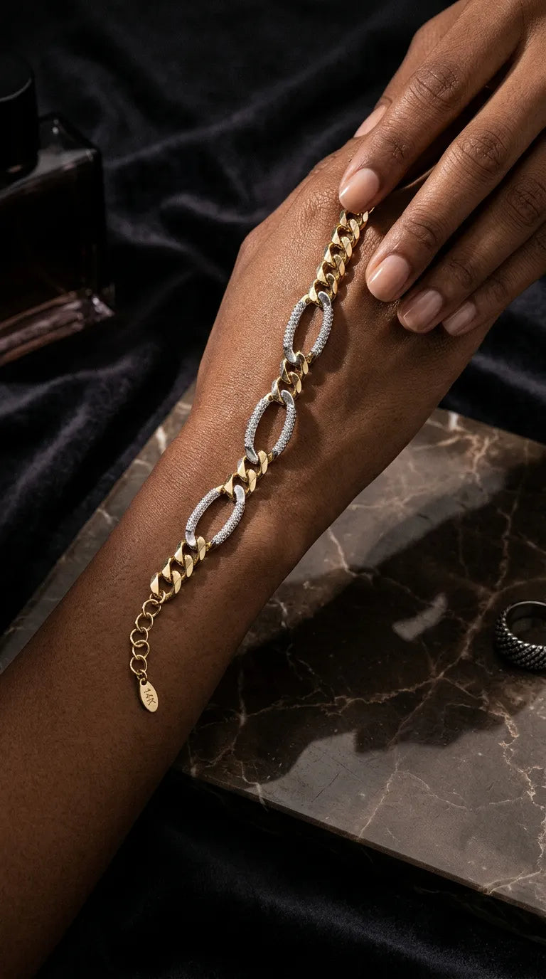 Two tone bileklik 14k Altın kaplama