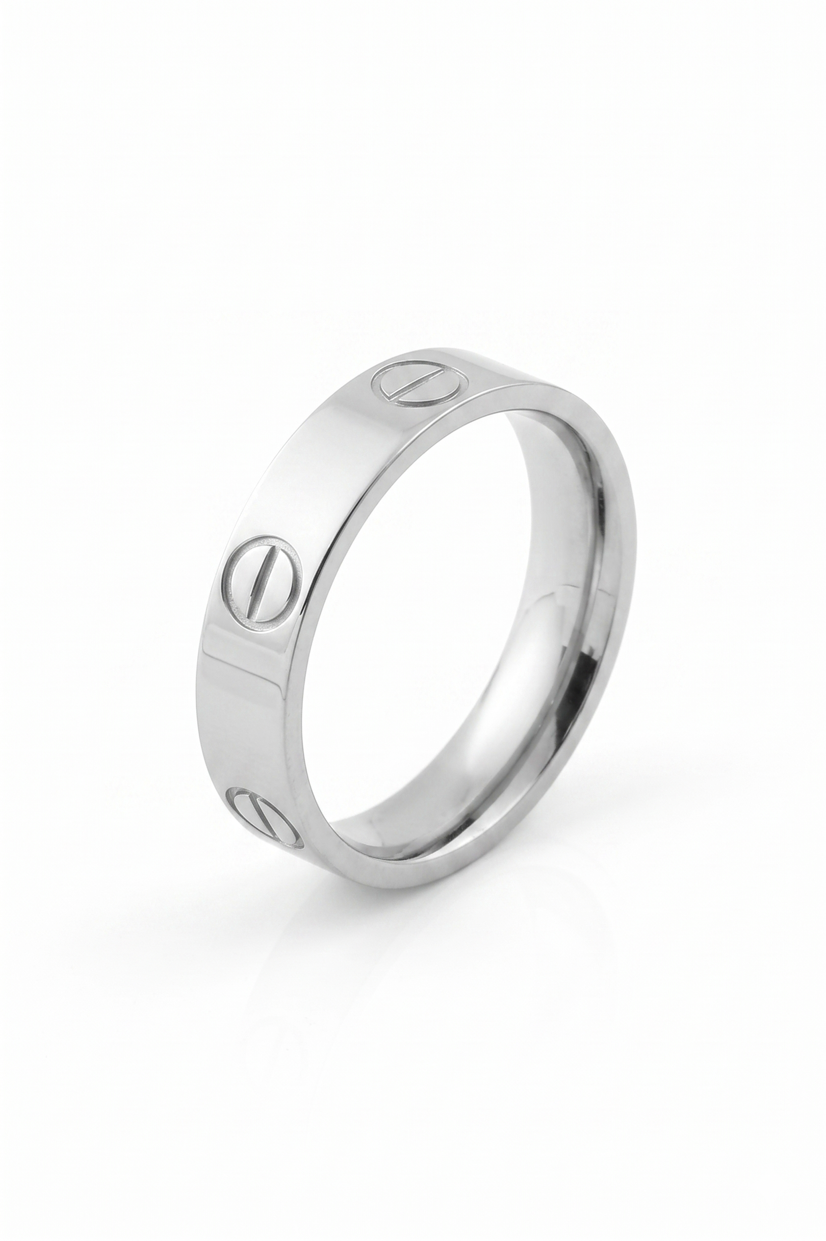 Lovv Çelik Yüzük White Gold 14k Kaplama (Taşsız)