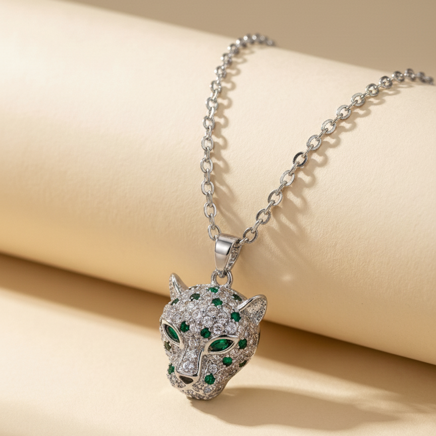 İkonik Panter Başlı Altın Kaplama Kolye – Paslanmaz Çelik, Suya Dayanıklı