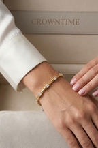 Zirkon Taşlı Baget Kesim Işıltılı Çelik Bileklik