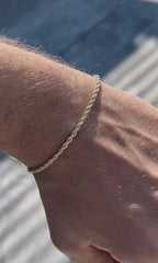 Halat-Rope 14K Gold Kaplama 3mm Bileklik UniSex